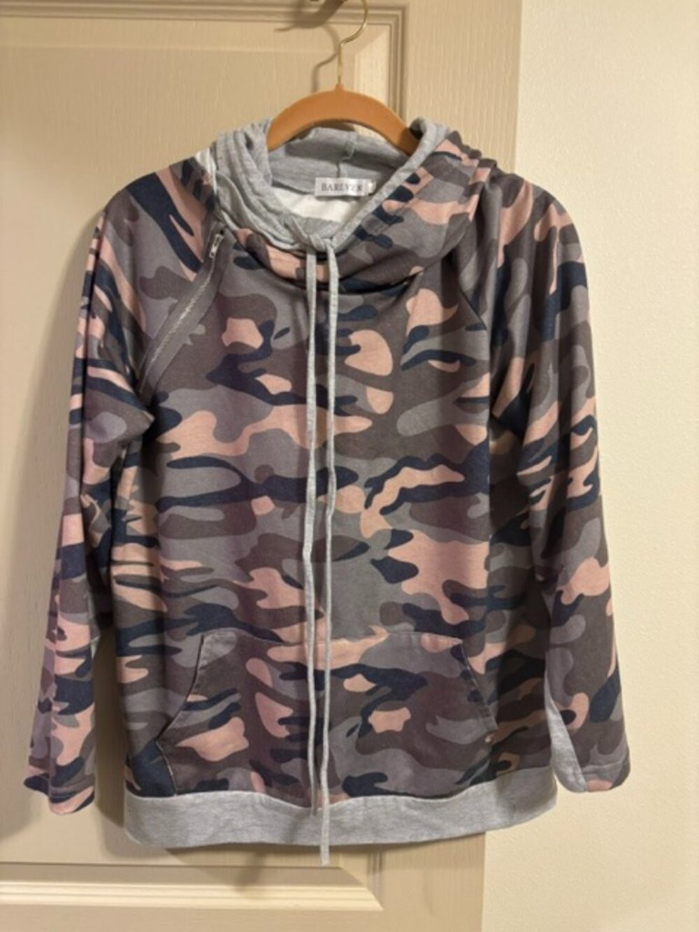 Barlver S Camo Multicolor Double Hoodie w/tie Pullover Kangaroo Pocket